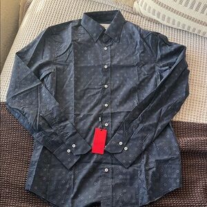 Carolina Herrera Dark Blue Dress Shirt with Pattern